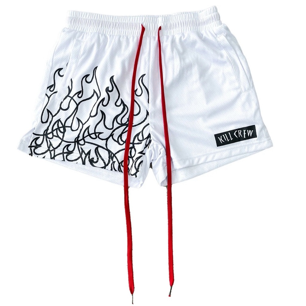 Kill Crew Athletic Shorts with Black Flame Design
